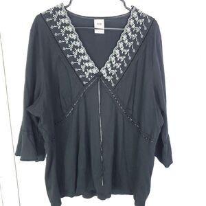 Faded Glory Top Womens 22W Delicate Lace Jewel Babydoll V Neck Dark Fairy